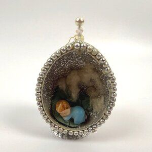Vintage Handcrafted Diorama Eggshell Ornament Sleeping Baby Inside